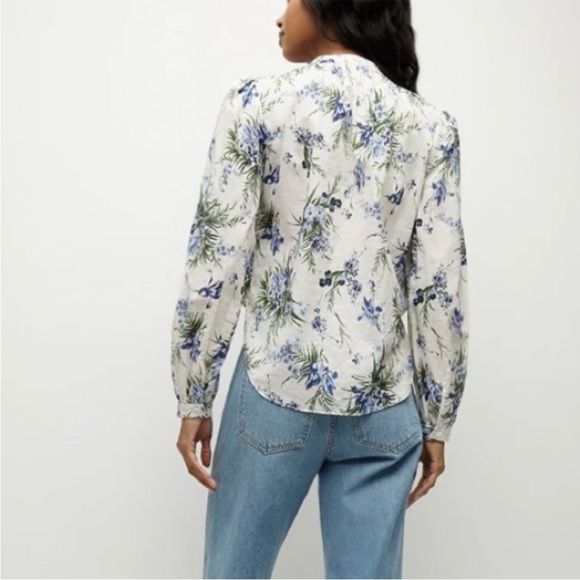 Veronica Beard Ashlynn Cotton Blouse in Off-White Multi Size 8 - Picture 2 of 12